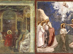 Giotto. Presentazione di Gesù al tempio e battesimo di Gesù