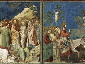 Giotto. Nozze di Cana. La risurrezione di Lazzaro. Ingresso trionfale a Gerusalemme. Gesù scaccia i mercanti dal tempio