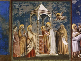 Giotto. Gioacchino scacciato dal tempio. Presentazioni al tempio di Gesù e Maria