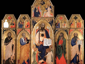 Anonimo italiano, 1360, Paolo tra angeli e santi