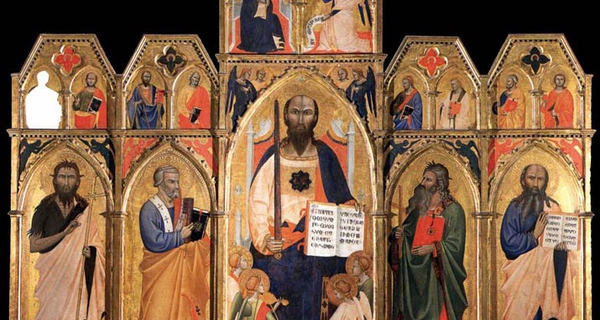 Anonimo italiano, 1360, Paolo tra angeli e santi