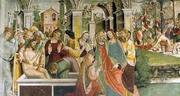 Francesco da Milano, Resurrezione di Lazzaro e ingresso di Cristo a Gerusalemme; Sala dei Battuti