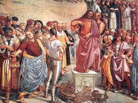 La predicazione dell'Anticristo, part. Luca Signorelli, Cappella Brizio, Orvieto