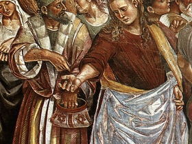 La predicazione dell'Anticristo,part. Usuraio, Luca Signorelli, Cappella Brizio, Orvieto