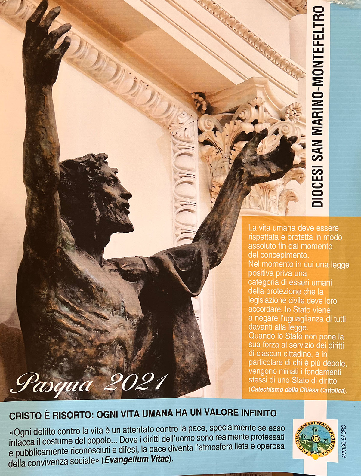 La Diocesi ha diffuso questo manifesto alla Veglia pasquale 2021